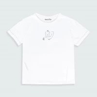 Camiseta para mujer de manga doblada con estampado SUNNY en color Blanco