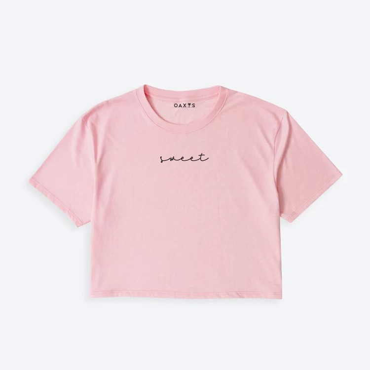 Camiseta corta para mujer marca OAXIS, con estampado SWEET |