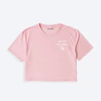 Camiseta corta para mujer marca OAXIS, con estampado de PLANETA en color Rosa