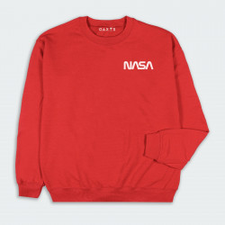 Buzo para hombre cuello redondo, con estampado de NASA en color Rojo