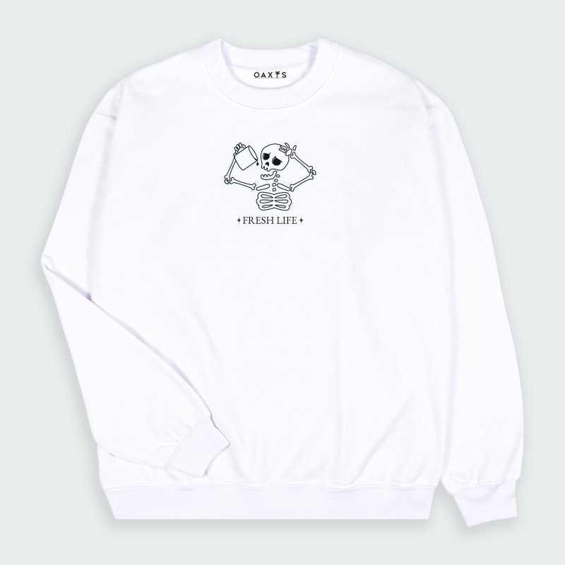 Buzo cuello redondo con estampado de ESQUELETO FRESH