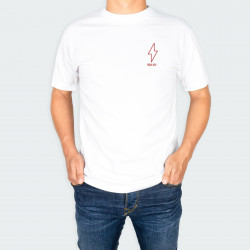 Camiseta para hombre cuello redondo, con estampado de RAYO en color Blanco