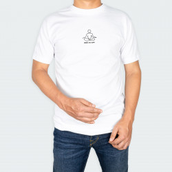Camiseta para hombre cuello redondo, con estampado de SILUETA EN LINEA en color Blanco
