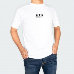 Camiseta para hombre cuello redondo, con estampado de ESTRELLAS en color Blanco