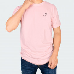 Camiseta para hombre cuello redondo, con estampado de PALMERA en color Rosa