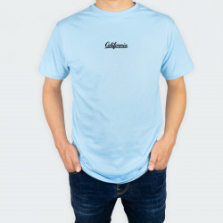 Camiseta para hombre cuello redondo, con estampado de CALIFORNIA en color Azul