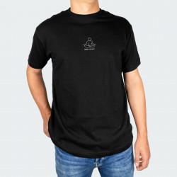 Camiseta para hombre cuello redondo, con estampado de SILUETA EN LINEA en color Negro
