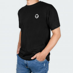 Camiseta cuello redondo con estampado de CALAVERA CÍRCULO en color Negro