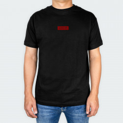 Camiseta para hombre cuello redondo, con estampado de LITTLE en color Negro