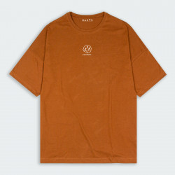 Camiseta para hombre oversize con estampado de CARITA DISTORSIONADA en color Terracota