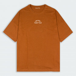 Camiseta para hombre oversize con estampado de TAKE TIME en color Terracota