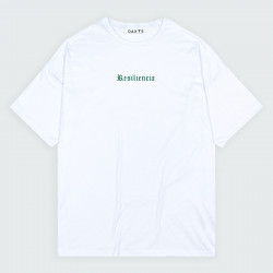 Camiseta para hombre oversize con estampado de RESILIENCIA en color Blanco