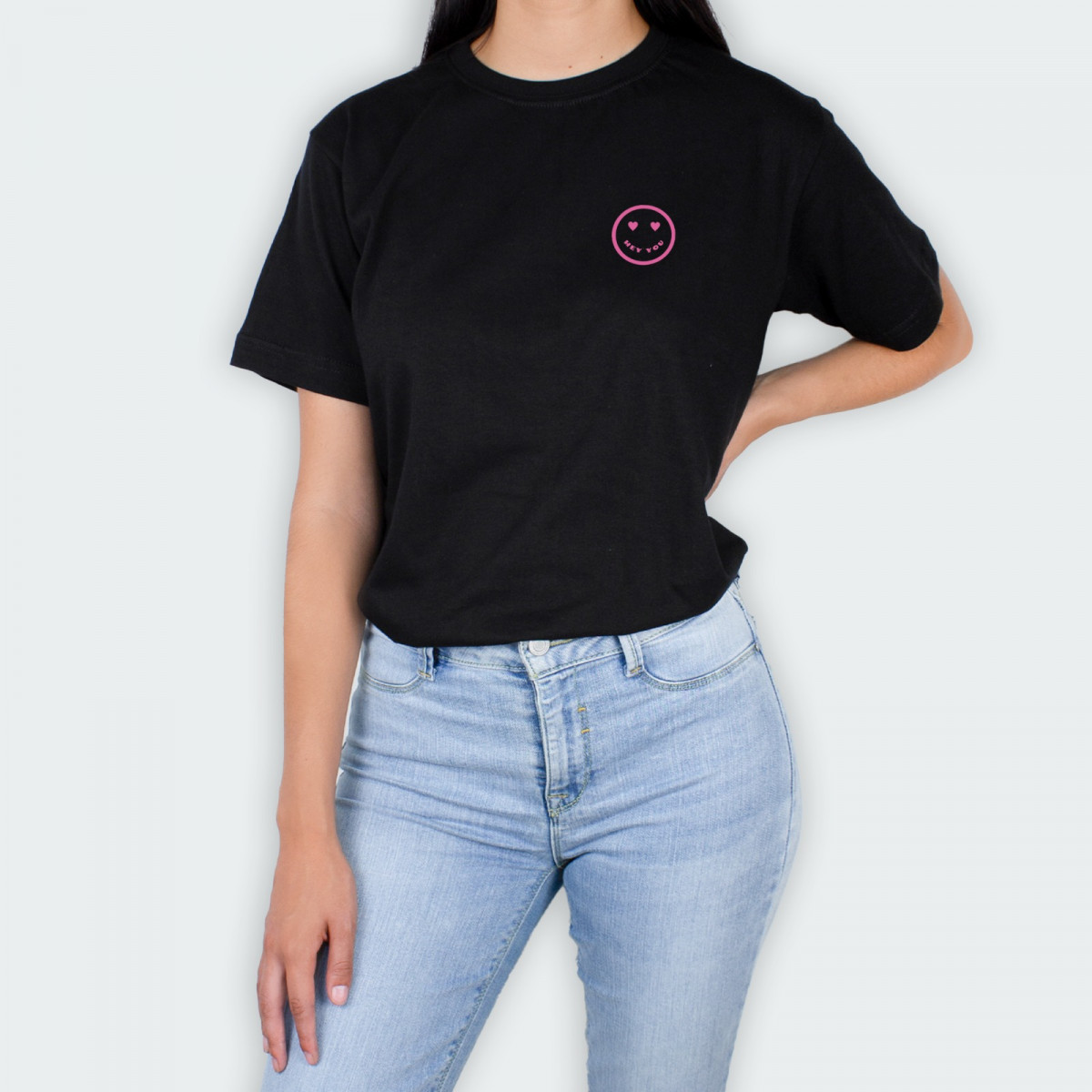 Camiseta para mujer marca OAXIS, con estampado de CARITA |