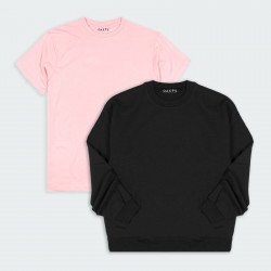 Combo de Buzo y Camiseta para hombre básicas en color Negro y Rosa