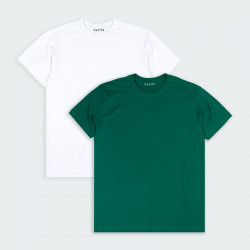 Combo de 2 Camisetas cuello redondo en color Blanco y Verde