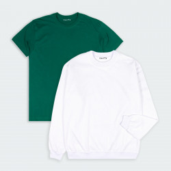 Combo de Buzo y Camiseta para hombre básicas en color Blanco y Verde