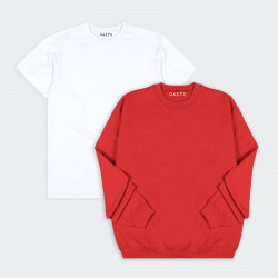 Combo de  Buzo y Camiseta para hombre básicas en color Blanco y Rojo