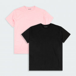 Combo de 2 Camisetas cuello redondo básicas en color Negro y Rosa