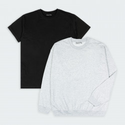Combo de Buzo y Camiseta para hombre básicas en color Negro Y Gris