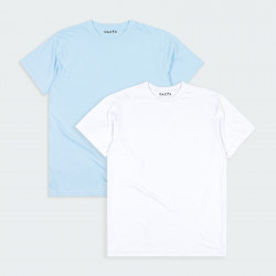 Combo de 2 Camisetas cuello redondo en color Blanco y Azul