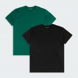 Combo de 2 Camisetas cuello redondo básicas en color Negro y Verde