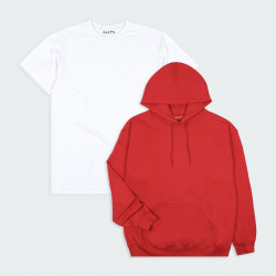 Combo de Chompa y Camiseta básicas en color Blanco y Rojo