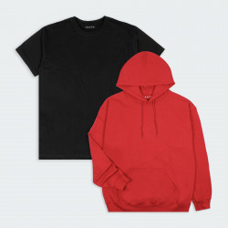 Combo de Chompa y Camiseta básicas en color Negro y Rojo 