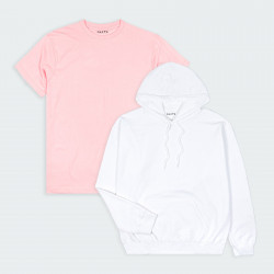 Combo de Chompa y Camiseta básicas en color Blanco y Rosado