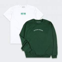 Combo de Buzo y Camiseta Estampado en color Blanco y Verde