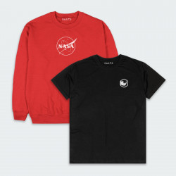 Combo de Buzo y Camiseta para Estampado en color Negro y Rojo 