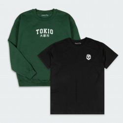 Combo de Buzo y Camiseta Estampado en color Negro y Verde