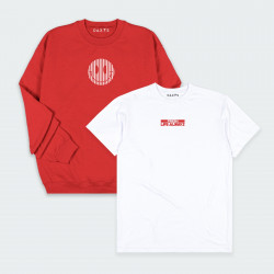 Combo de Buzo y Camiseta Estampado en color Blanco y Rojo