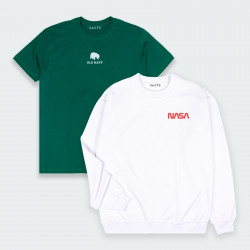 Combo de Buzo y Camiseta Estampado en color Blanco y Verde