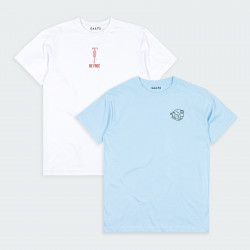 Combo de 2 Camisetas Estampadas en color Blanco y Azul