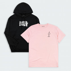 Combo de Chompa y Camiseta Estampado en color Negro y Rosa