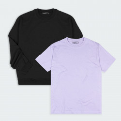 Combo de Buzo y Camiseta básicas  en color Negro y Lila