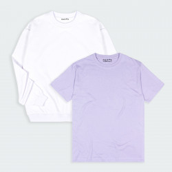 Combo de Buzo y Camiseta básicas en color Blanco y Lila