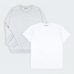 Combo de Buzo y Camiseta básicas en color Blanco y Gris