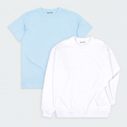 Combo de Buzo y Camiseta básicas  en color Blanco y Azul