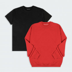 Combo de Buzo y Camiseta básicas  en color Negro y Rojo 