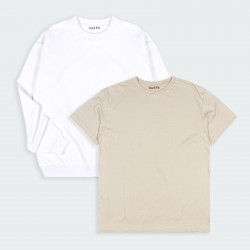 Combo de Buzo y Camiseta básicas  en color Blanco y Nude
