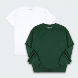 Combo de Buzo y Camiseta básicas  en color Blanco y Verde