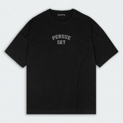Camiseta oversize con estampado de LETRAS PERSUE en color Negro