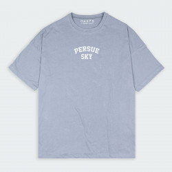 Camiseta oversize con estampado de LETRAS PERSUE en color Gris