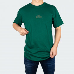 Camiseta para hombre cuello redondo con estampado de OK BUT NO en color Verde