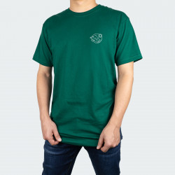 Camiseta para hombre cuello redondo, con estampado de PLAYA Y PALMERA en color Verde