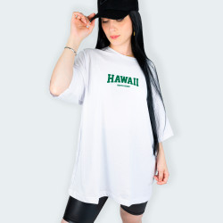 Camiseta oversize con estampado de HAWAII en color Blanco