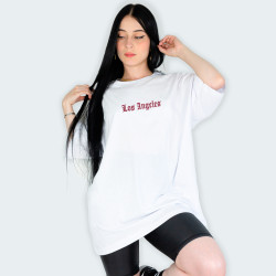 Camiseta oversize con estampado de LOS ÁNGELES en color Blanco