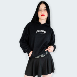 Buzo para mujer con capucha y estampado de LOS ANGELES en color Negro