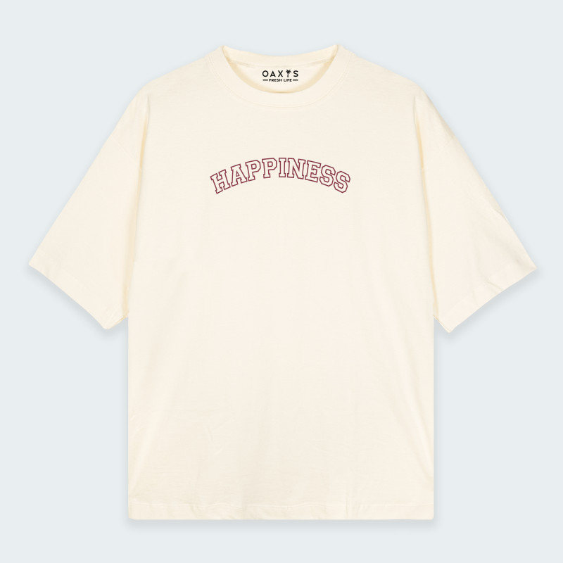 Camiseta oversize con estampado de HAPPINESS